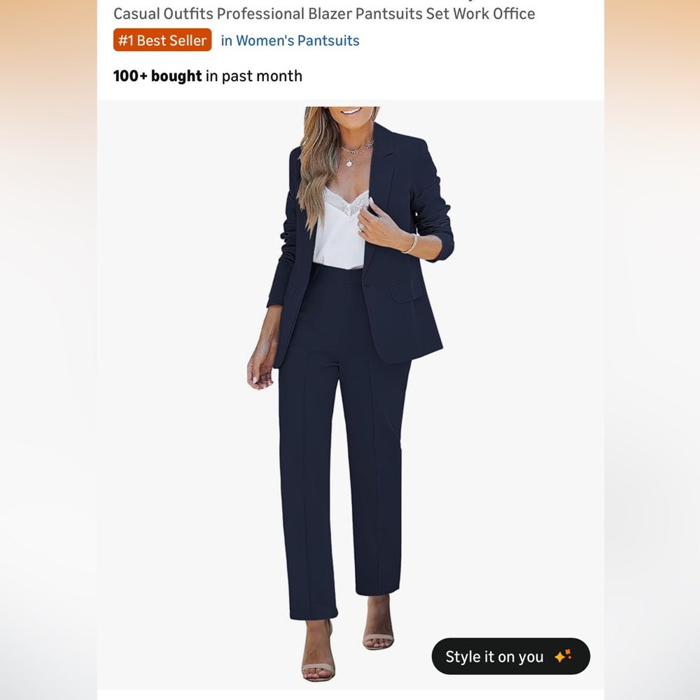 Women's Navy Blazer Pantsuit Set